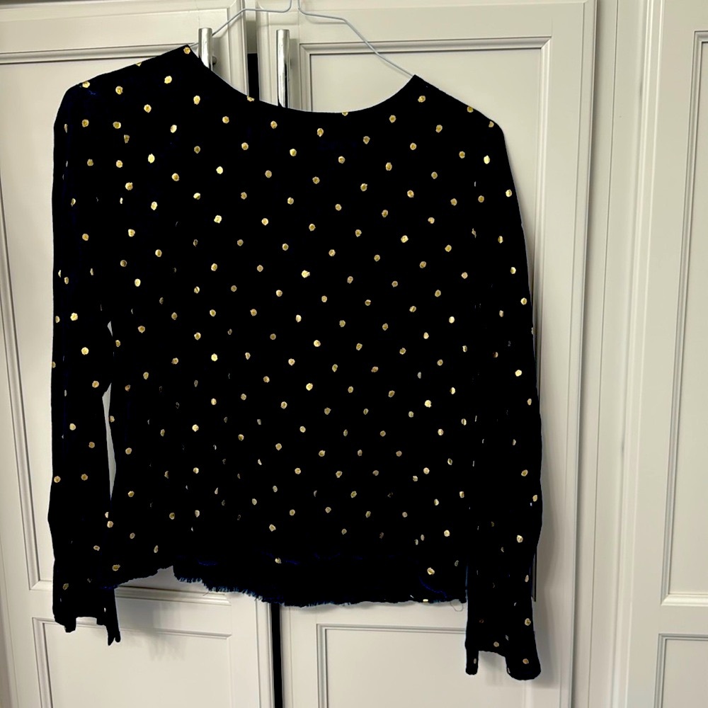 Navy and gold polka dot top NEW WITH TAGS